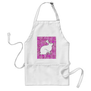 Rabbit on a bed of spring flowers adult apron