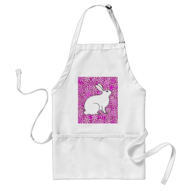 Rabbit on a bed of spring flowers adult apron (Front)
