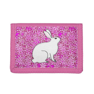 Rabbit on a bed of spring flowers trifold wallet