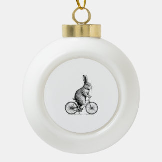 Rabbit On A Bike Bunny Bicycle Cycing Biking Men W Ceramic Ball Christmas Ornament