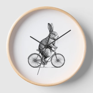 Rabbit On A Bike Bunny Bicycle Cycing Biking Men W Clock
