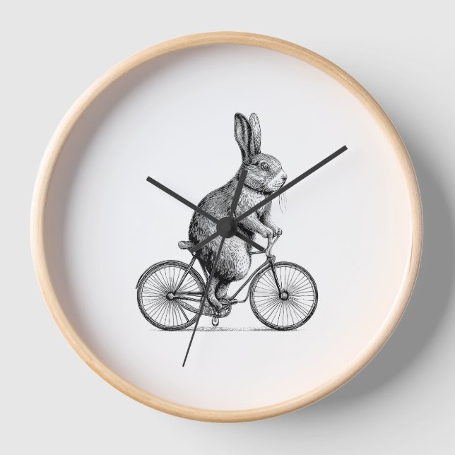 Rabbit On A Bike Bunny Bicycle Cycing Biking Men W Clock (Front)
