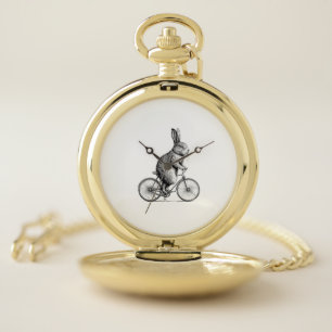Rabbit On A Bike Bunny Bicycle Cycing Biking Men W Pocket Watch