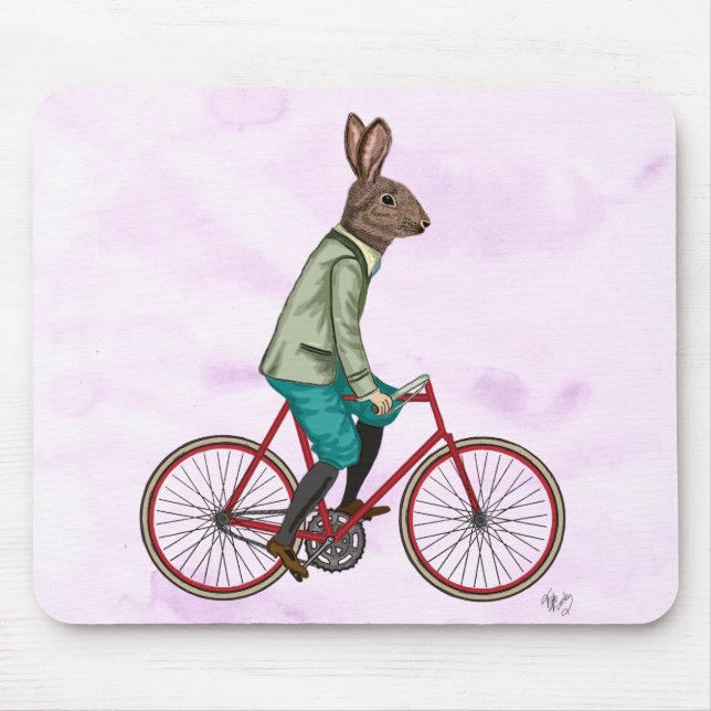 Rabbit On Bike 3 Mouse Pad (Front)