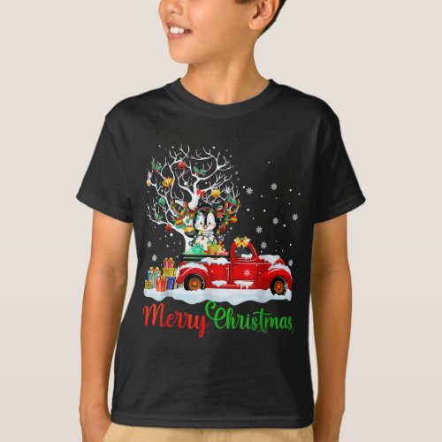 Rabbit On Red Truck Christmas Pajama Funny Xmas Tr T_Shirt