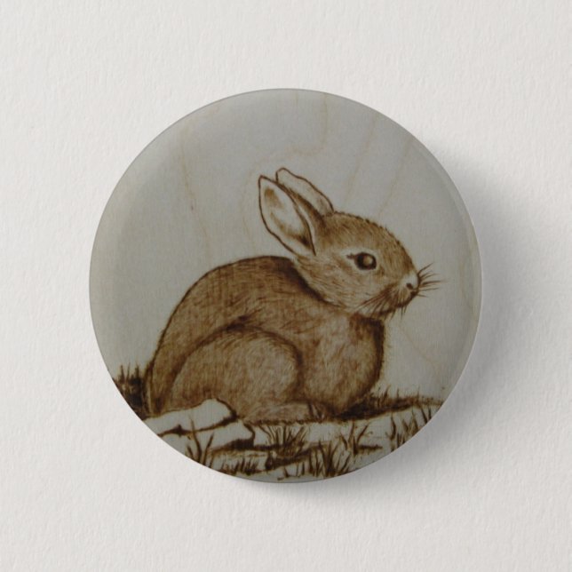 Rabbit on the rocky side... pinback button (Front)