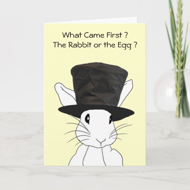 Rabbit or the Egg Yellow Easter Card (Front)