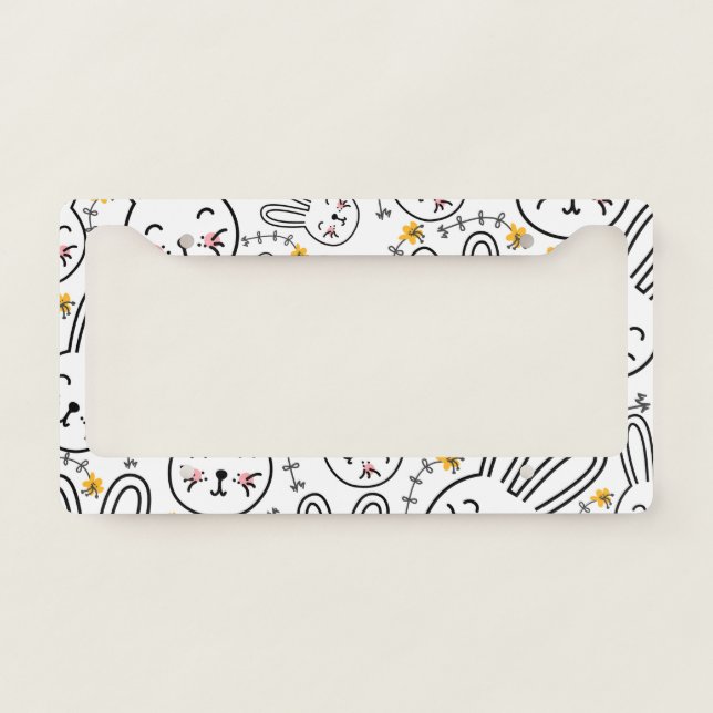 Rabbit Pattern License Plate Frame (Front)