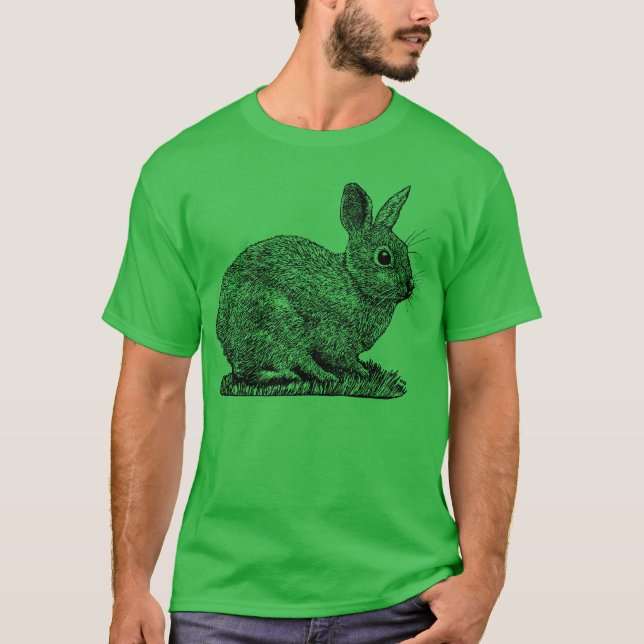 Rabbit - Pen and Ink Style Drawing T-Shirt (Front)
