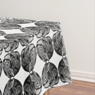 Rabbit Pen & Ink Drawing Light Blue Easter Decor Tablecloth