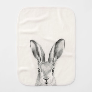Rabbit Pencil Drawing Baby Burp Cloth