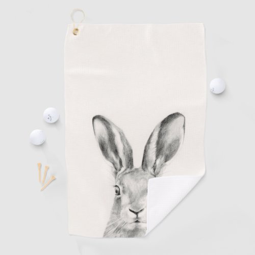 Rabbit Pencil Drawing Golf Towel