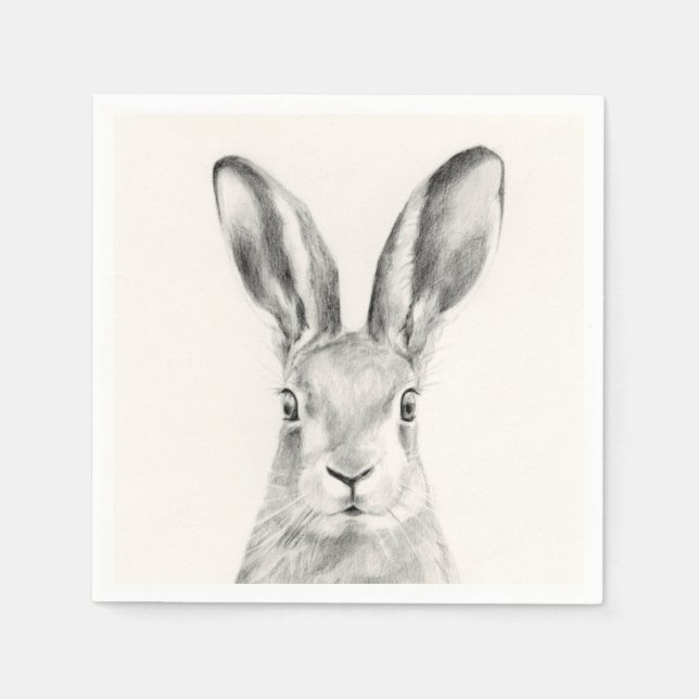 Rabbit Pencil Drawing Napkins (Front)