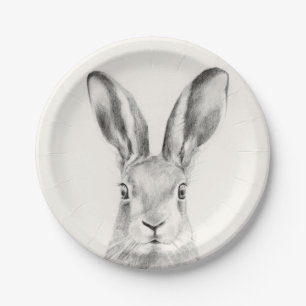 Rabbit Pencil Drawing Paper Plates