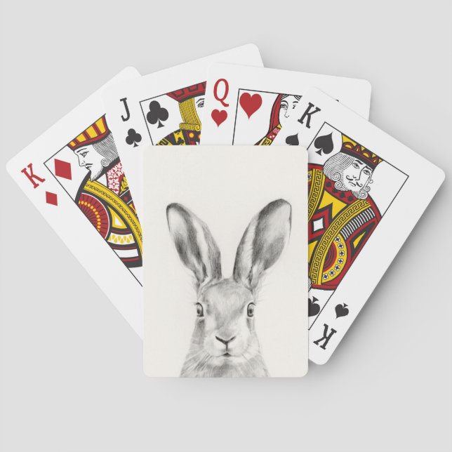 Rabbit Pencil Drawing Poker Cards (Back)