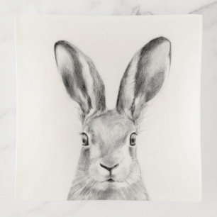 Rabbit Pencil Drawing Trinket Tray