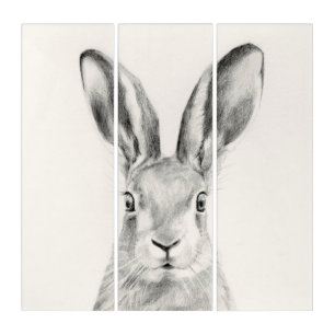 Rabbit Pencil Drawing Triptych
