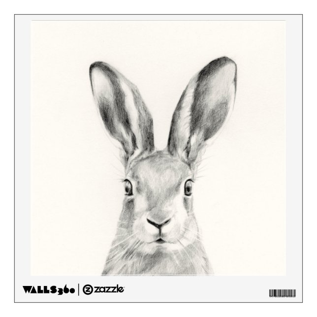 Rabbit Pencil Drawing Wall Decal (Front)