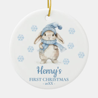 Rabbit Personalized Baby's First Christmas Ceramic Ornament