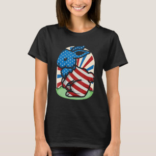 Rabbit Pet Bunny Lover Pet Owner American Flag USA T-Shirt