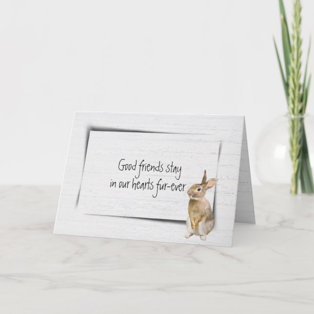 Rabbit Pet Loss Sympathy on Wood Card (Front)