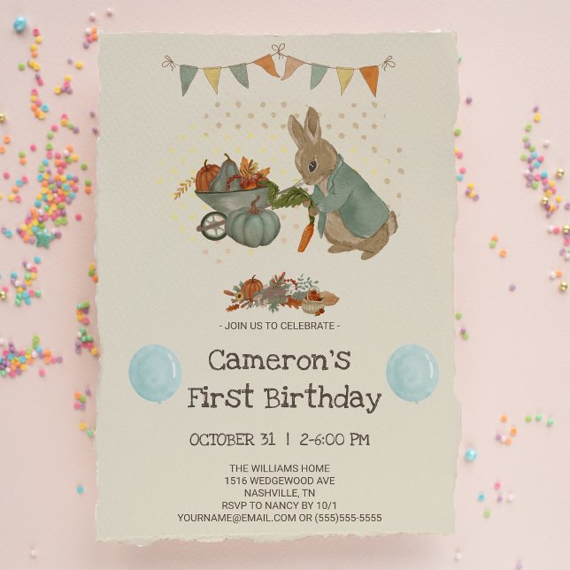 Rabbit Peter autumn Kids Birthday Invitation (Creator Uploaded)