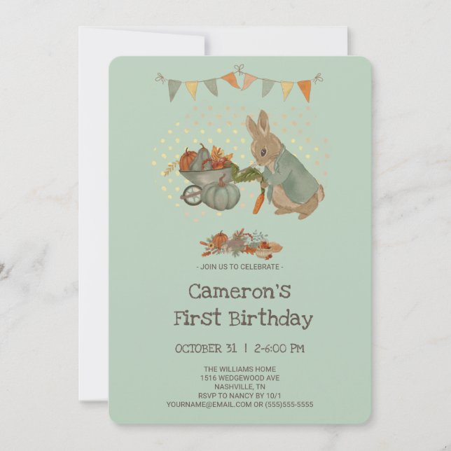 Rabbit Peter autumn Kids Birthday Invitation (Front)