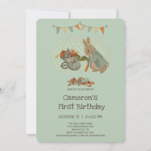 Rabbit Peter autumn Kids Birthday Invitation