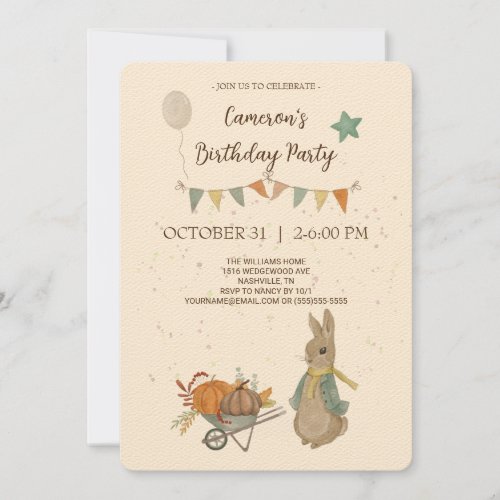 Rabbit Peter Birthday Party Invitation