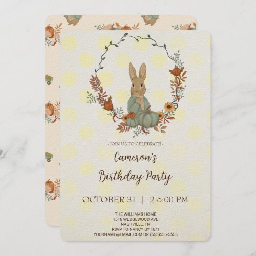 Rabbit Peter Birthday Party Invitation