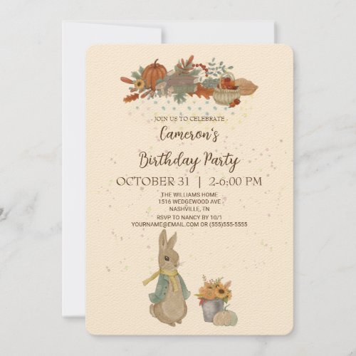 Rabbit Peter Birthday Party Invitation