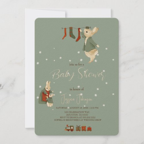 Rabbit Peter christmas Baby Shower Invitation