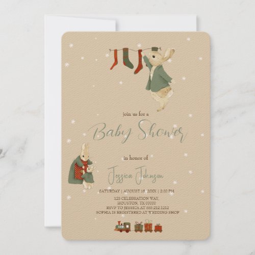 Rabbit Peter christmas Baby Shower Invitation