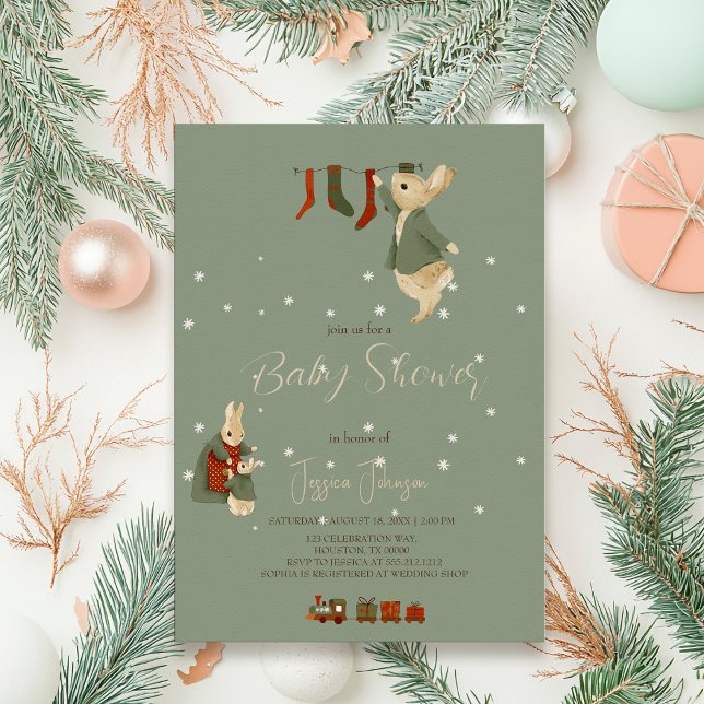Rabbit Peter christmas Baby Shower Invitation (Creator Uploaded)