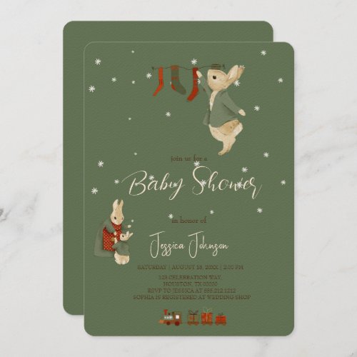 Rabbit Peter christmas Baby Shower Invitation