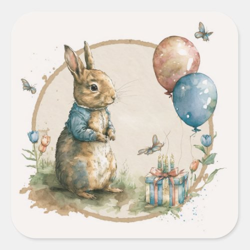 Rabbit Peter party Square Sticker