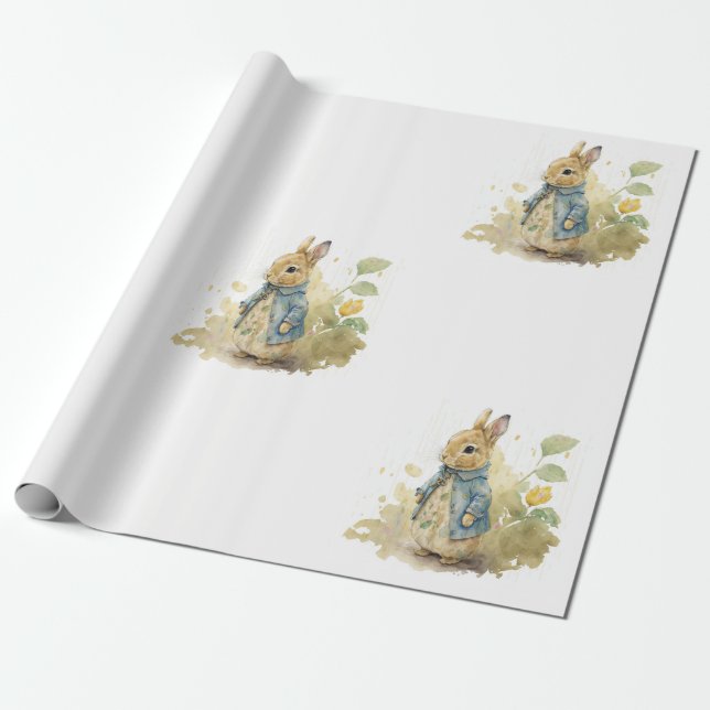 Rabbit Peter party Wrapping Paper (Unrolled)