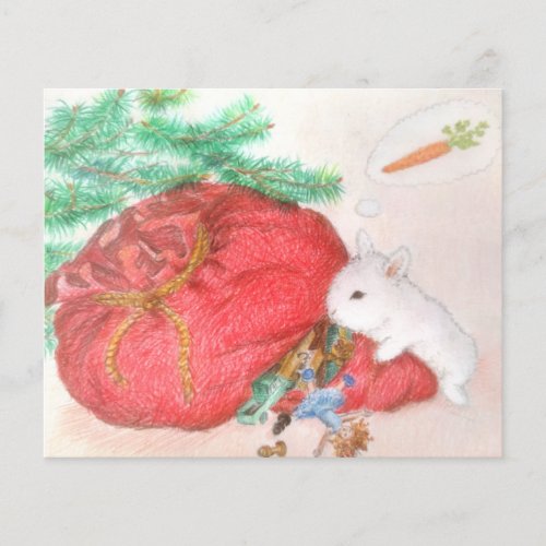 Rabbit Pine_tree Santa Bag toys Christmas Postcard