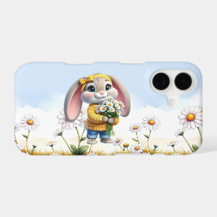 Rabbit pink ears white daisies iPhone 17 case