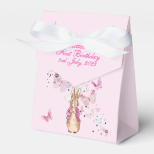Rabbit Pink Jacket First Birthday Favor Boxes