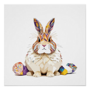 Rabbit Playful Adorable Fun Animal Colorful Joyful Poster