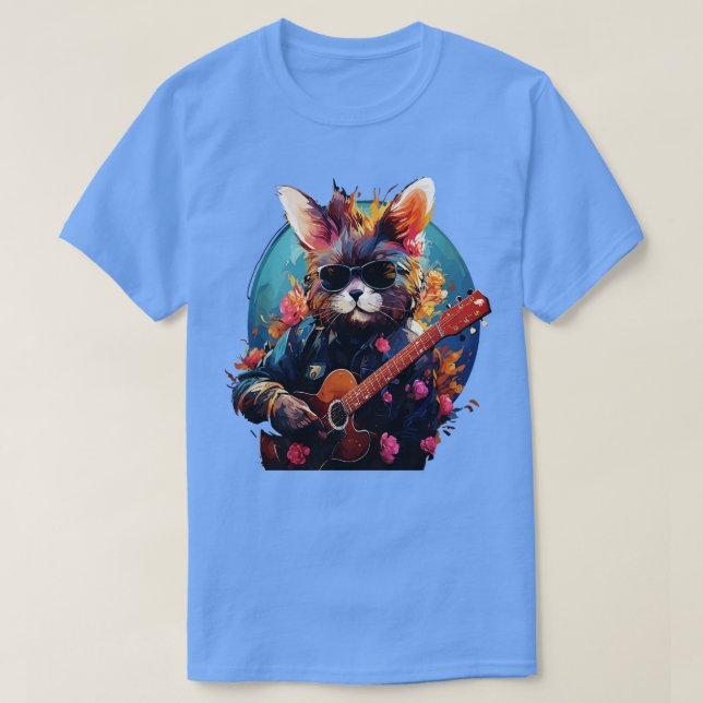 Rabbit Playing Guitar T-Shirt (Design Front)