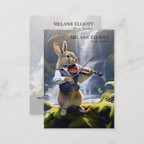 Rabbit Playing Violin _ Cute Music Teacher Card