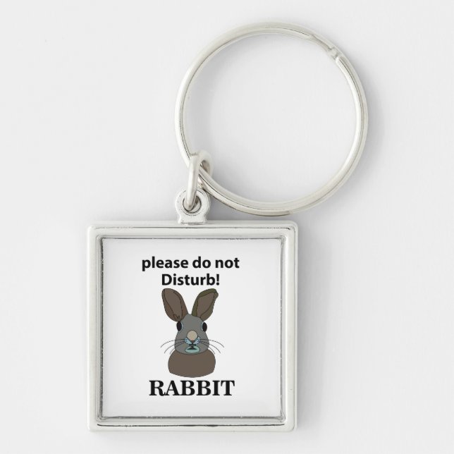 Rabbit Please Do Not Disturb Funny Rabbit Keychain (Front)