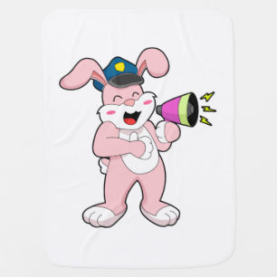 Rabbit Police officer Microphone Baby Blanket