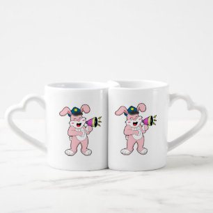 Rabbit Police officer Microphone Coffee Mug Set
