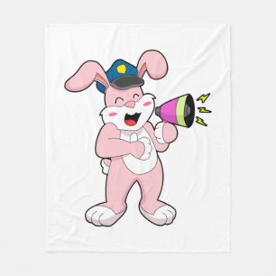 Rabbit Police officer Microphone Fleece Blanket