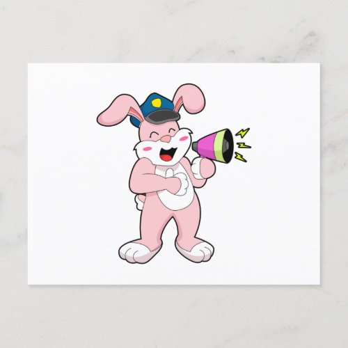Rabbit Police officer Microphone Postcard