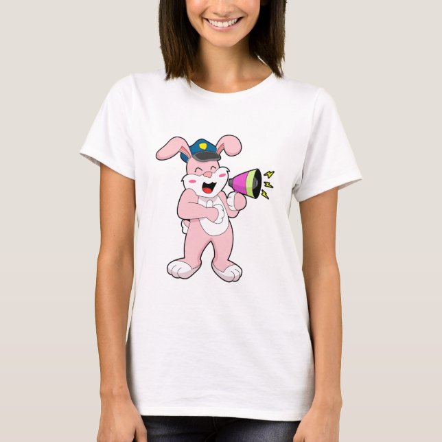 Rabbit Police officer Microphone T-Shirt (Front)