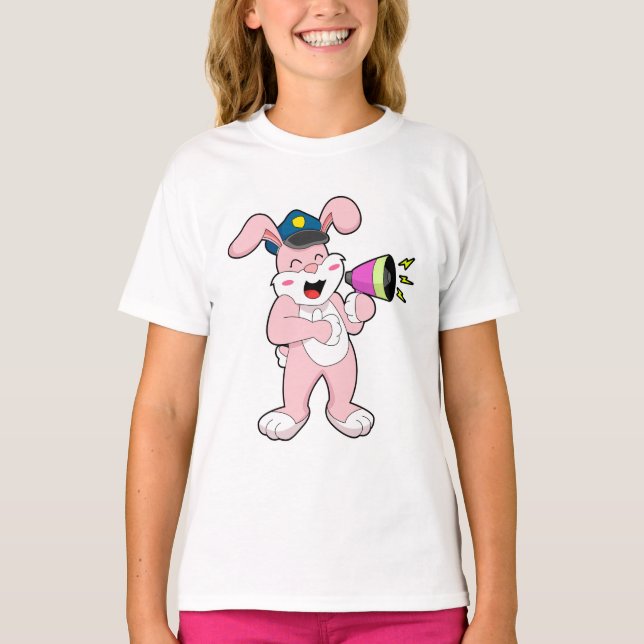 Rabbit Police officer Microphone T-Shirt (Front)